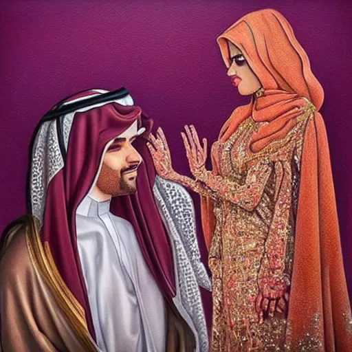 Image similar to steventheartist on instagram art of a saudi wedding