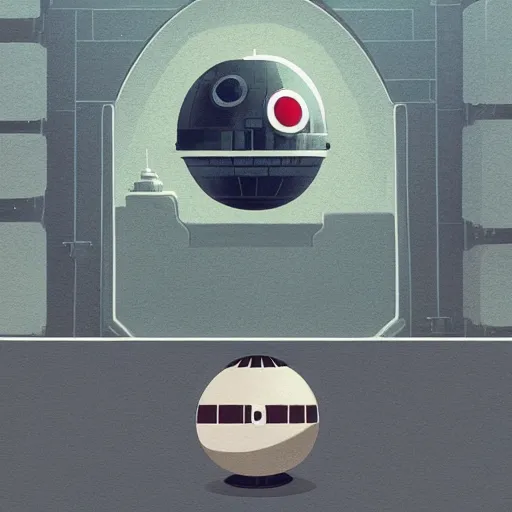 Image similar to death star in the style of ghibli, atey ghailan, cinematic,