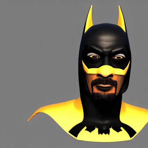 Image similar to 3 d render snoop dog as batman