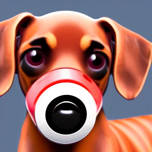 Image similar to photo of a puppy wiener dog, gas mask. photo, award winning. Octane render, 4k, 8k, unreal 5, very detailed, hyper control-realism, depth of field.