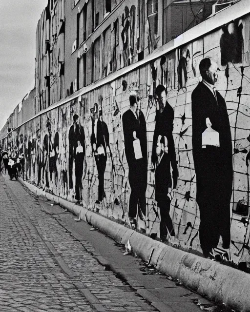 Image similar to fall of the berlin wall, hyper realism, high detail, extremely detailed, very sharp, award winning photo, in the style of vivian maier