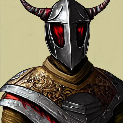 Image similar to photorealistic tiefling knight