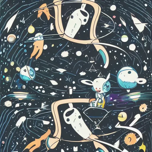 Image similar to A lost sci-fi rabbit, space rabbit, interstellar black hole, by James Jean And WLOPPRO