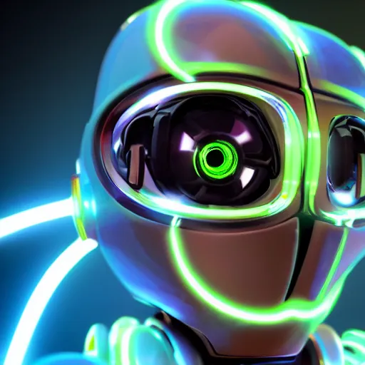 Image similar to futuristic robot with neon eyes, hyperrealistic, cinematic, epic