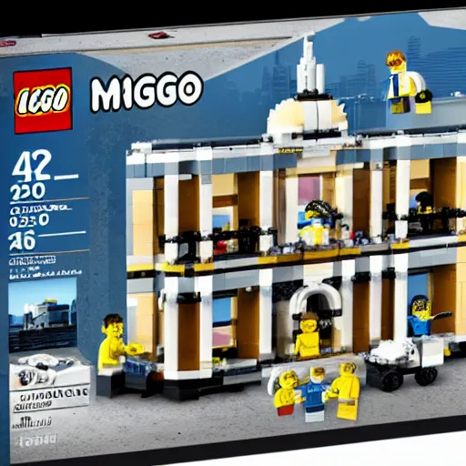 Prompt: mar - o - lago fbi raid lego set