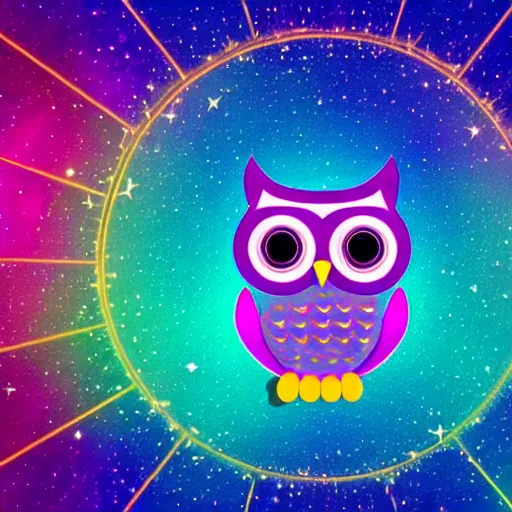 Image similar to cosmic owl logo, vector illustration, gradient, aesthetic, silky texture, hd,