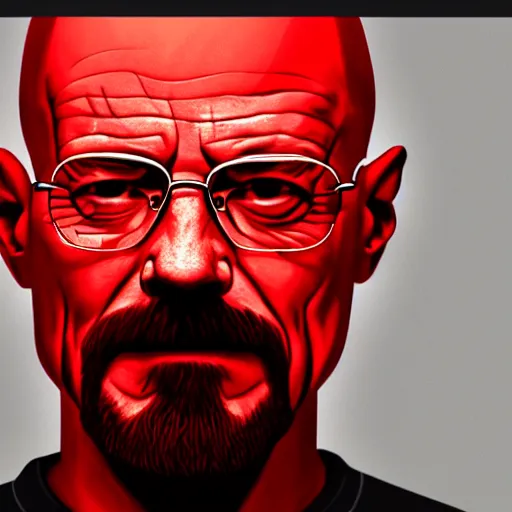 Image similar to walter white's head coming out of a red mist, epic, trending on artstation, profile pic, centered, accurate anatomy, highly detailed, digital art,