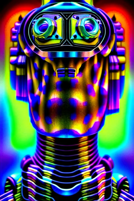 Image similar to maximalist detailed scifi robot head portrait. lowbrow scifi artwork by kidsquidy ø - cult and subjekt zero. ray tracing hdr polished sharp in visionary psychedelic fineart style inspired by ben ridgway and igor goryunov