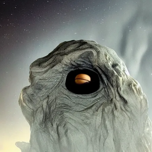 Prompt: Gandalf's face on a meteor crashing into Earth