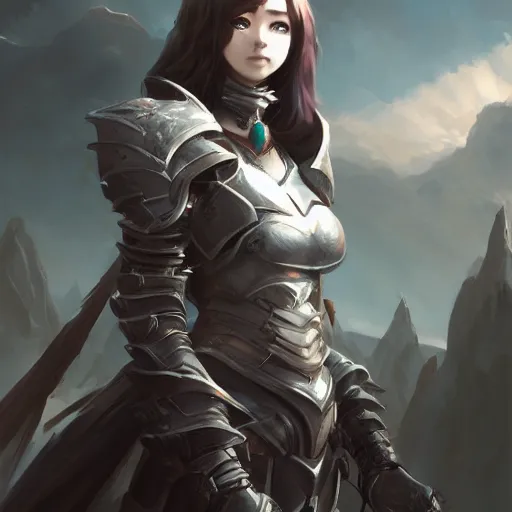 Image similar to dhamphir, artstation, character art, concept art, tyrant, style of makoto shinkai, style of raymond swanland, face, full body, plate armor, fantasy, highly detailed, digital art, female