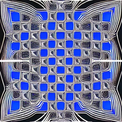 Image similar to optical illusion fractals by victor vasarely, benoit b. mandelbrot, op art, illusion, metal shaded