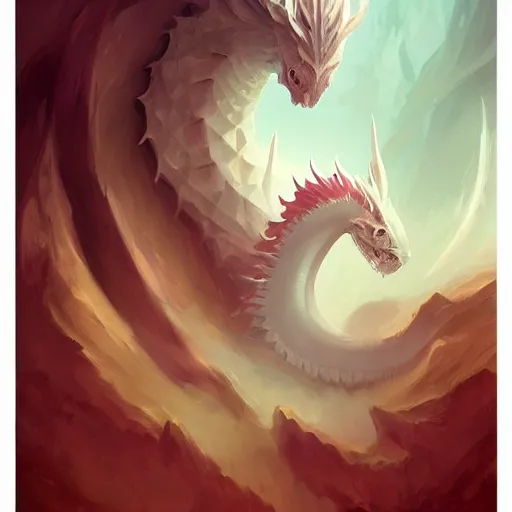 Prompt: a beautiful stunning fantasy whimsical matte digital portrait, the white spiny dragon, it stares into a glacier mirror for answers, white hunting death dragon, concept art by William Adolphe-Bouguereau and Anna Dittmann and Anton Fadeev and Anato Finnstark, pastel color palette, trending on artstation hq