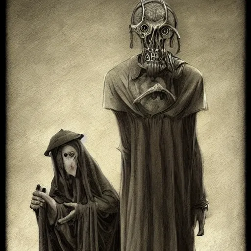 Prompt: an occultist in the style of John Kenn Mortensen, realistic painting, high definition, digital art, matte painting, very detailed, realistic
