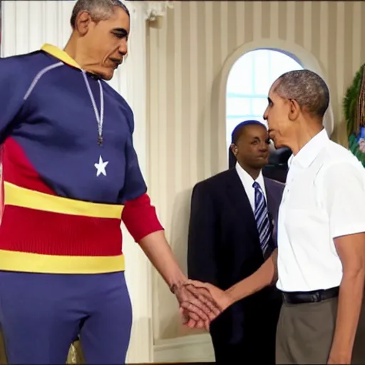 Prompt: obama dapping up captain falcon
