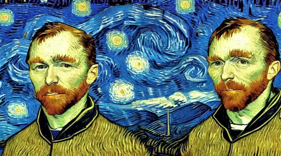 Image similar to portrait of Linus Torvalds taked by vincent van gogh