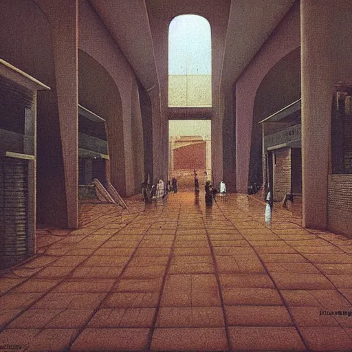 Image similar to shopping mall by Zdzisław Beksiński