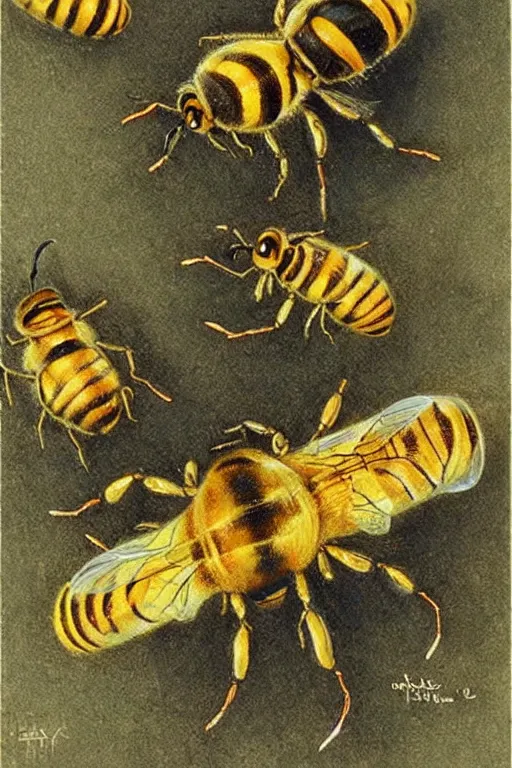 Image similar to artwork by john howe of a fungal killer bee