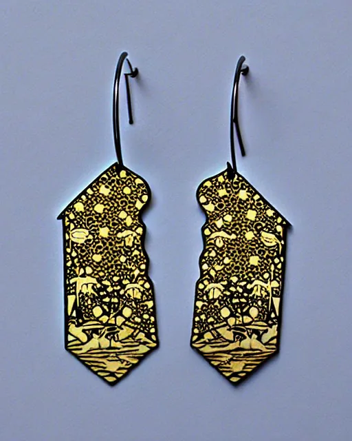 Image similar to aubrey beardsley, the climax, 2 d lasercut earrings,