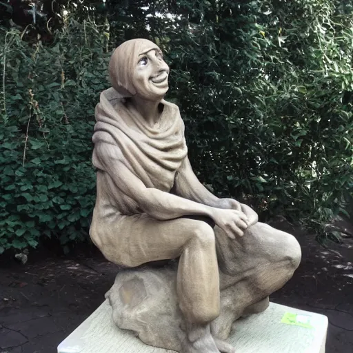 Image similar to Mable statue of a hunch back programmer coding