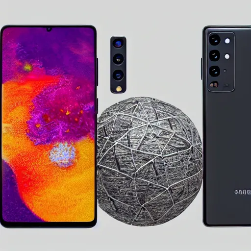 Image similar to samsung galaxy s 2 1 ultra, paper - mache, cinematic, 4 k, spotlight, studio lighting, ray tracing global illumination, shiny, ray tracing reflections, insanely detailed and intricate, hypermaximalist, elegant, ornate, hyper realistic, super detailed