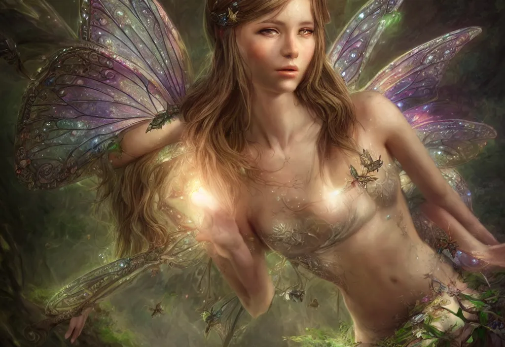 Image similar to a picture of a fairy, epic, detailed, intricate, digital painting, concept art, realistic, smooth, focus, rim light