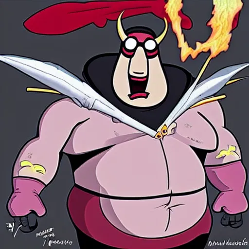 Prompt: Peter Griffin as spawn, original art style