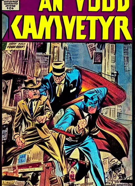 Image similar to an old fashioned vintage hwh comic book cover, will eisner, joe kubert, 1 9 6 8, dramatic, noir, creepy, surreal, weird, incredible, photo real