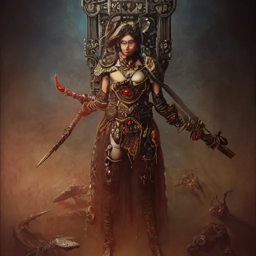 Image similar to a beautiful ultradetailed fine art old vintage bloodstained dark warrior, wild and butcher with ancient weapons with blood, by tom bagshaw and zach sutton, vignette, 3 5 mm lens, golden ratio composition, studio photography, very detailed, humanoid, artstation, 8 k, highly coherent