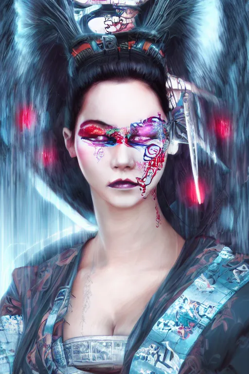 Image similar to agile geisha cyberpunk Dragon princess, digital art, 8k ,character ,realistic, portrait, hyperrealistic