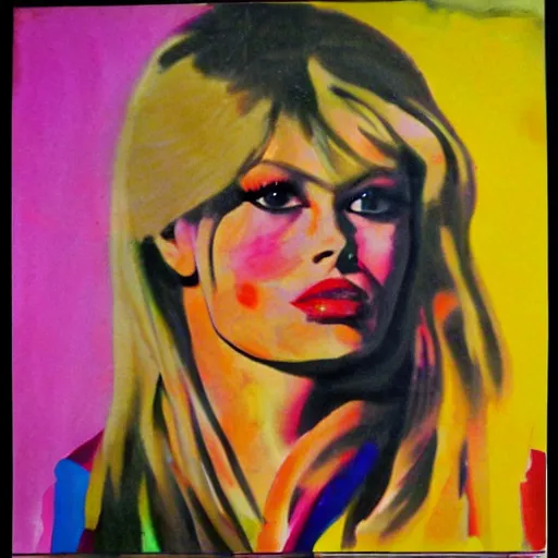 Prompt: colorful portrait of brigitte bardot by mimmo rotello