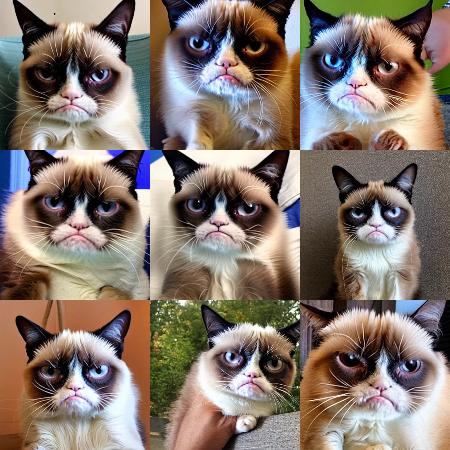 Prompt: grumpy cat with a smile