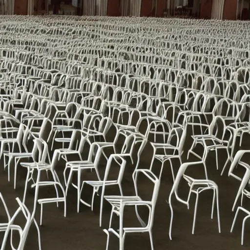 Prompt: world of chairs. chair city full of chairs