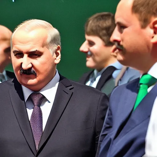 Image similar to Alexander Lukashenko surrounded by Minions