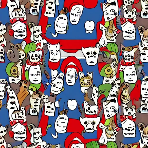 Image similar to where's waldo illustration of cats