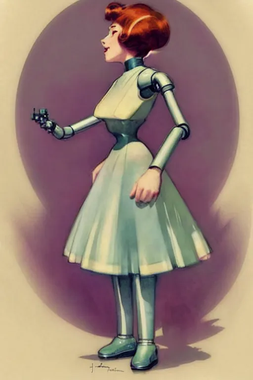 Image similar to ( ( ( ( ( 1 9 5 0 s retro future robot android maid. muted colors. ) ) ) ) ) by jean - baptiste monge!!!!!!!!!!!!!!!!!!!!!!!!!!!!!!