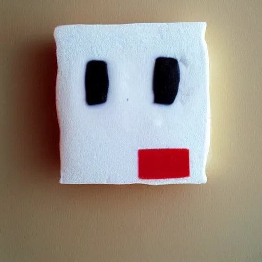 Prompt: Super Mario face made of marshmallows