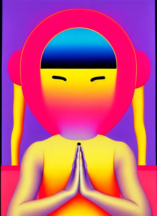 Image similar to yoga by shusei nagaoka, kaws, david rudnick, airbrush on canvas, pastell colours, cell shaded, 8 k