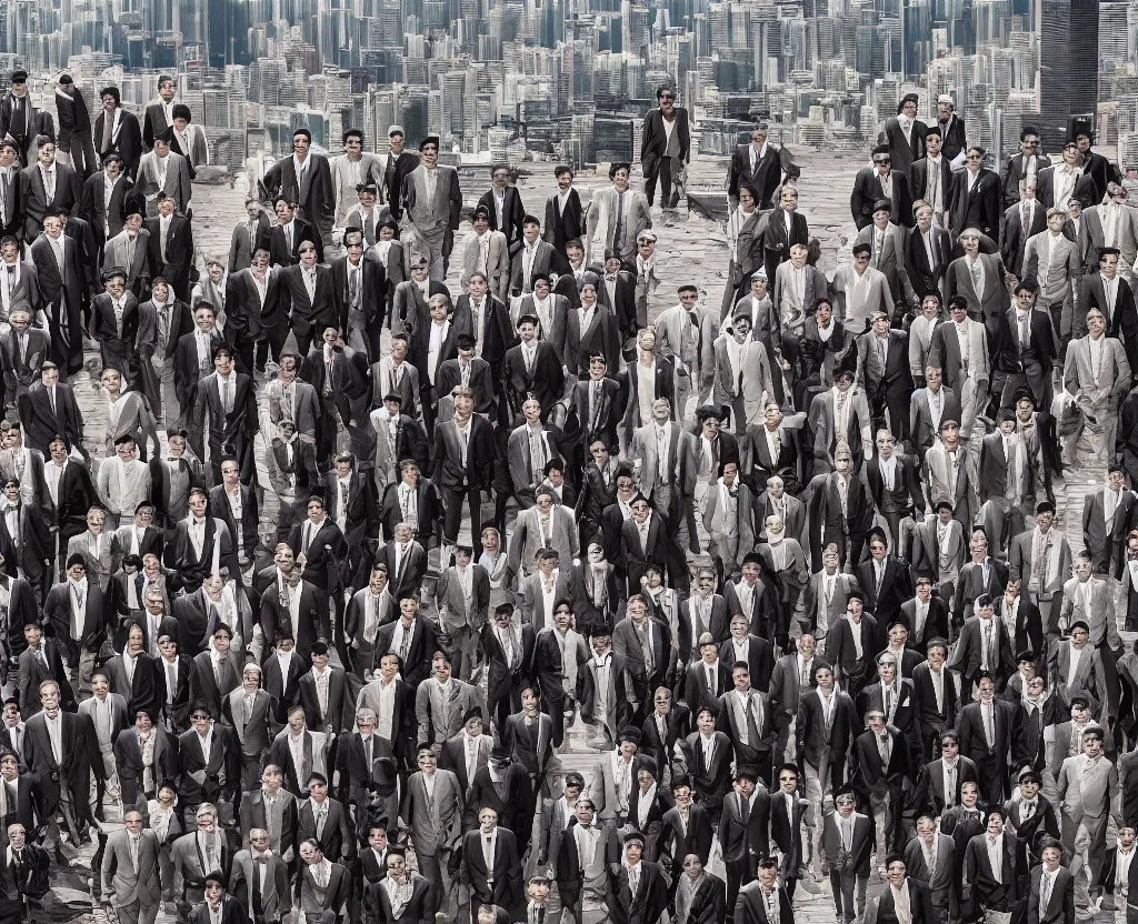 Image similar to business men group by jimmy nelson. on a roof in center hong kong