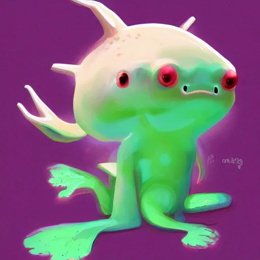 Image similar to cute axolotl, digital art, trending on artstation