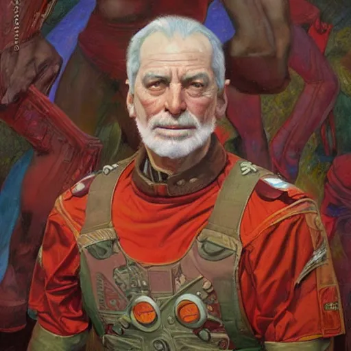 Prompt: portrait of a man with a spandex soviet union costume, by donato giancola.