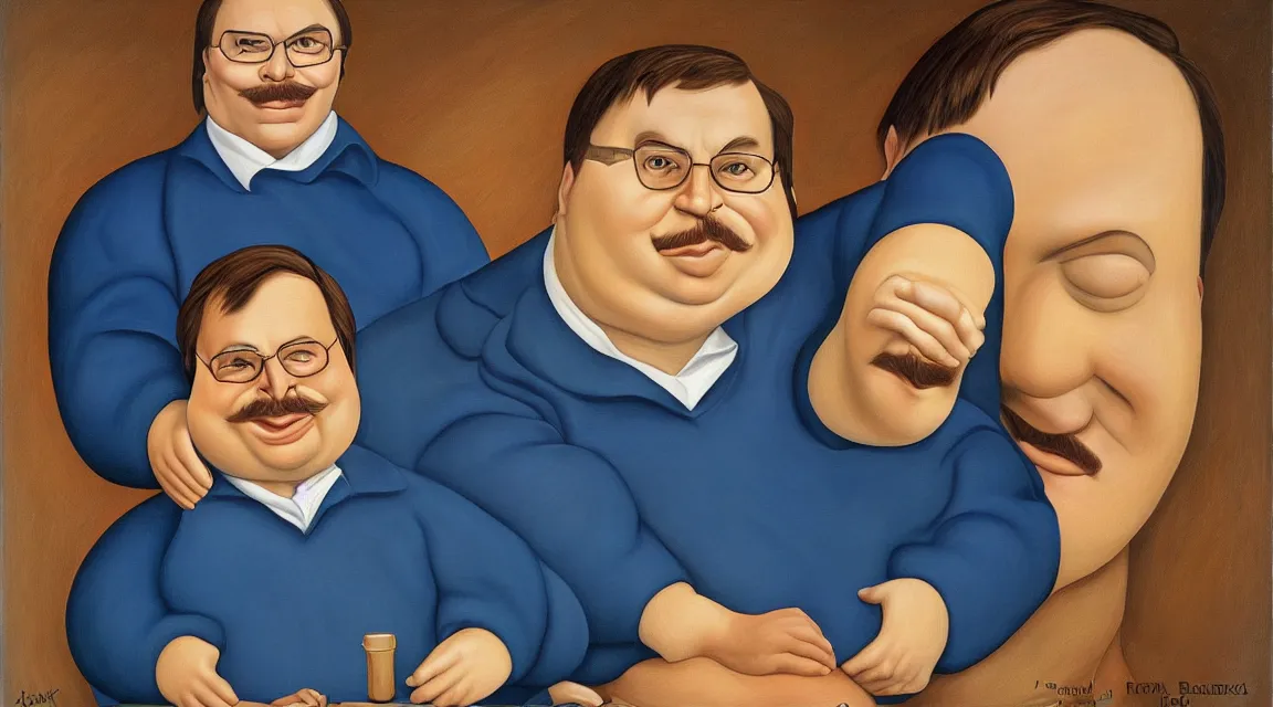 Image similar to portrait of Linus Torvalds painted by fernando botero