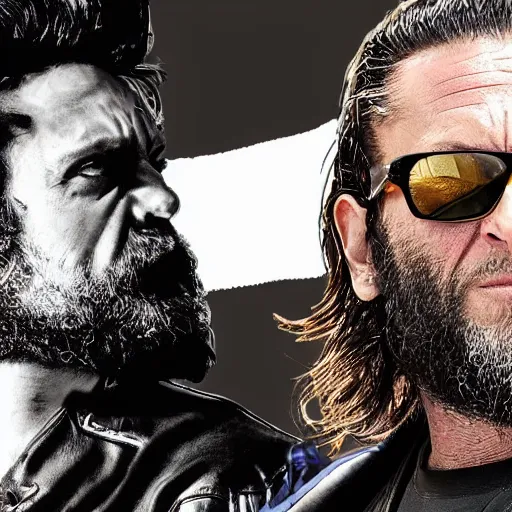 Image similar to wolverine in the sons of anarchy 4 k detailed super realistic