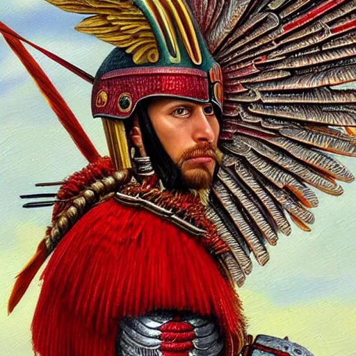 Image similar to detailed realistic painting of a winged hussar