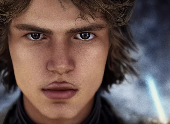 Prompt: a highly detailed cinematic portrait color photograph of anakin skywalker lost in the dwemer ruins of skyrim, ultra realistic, depth, beautiful lighting, by richard avedon and annie leibovitz and arnold newman, photorealistic, hyperrealistic, octane, epic composition, hasselblad camera, 5 0 mm, sharp focus, perfect facial symmetry