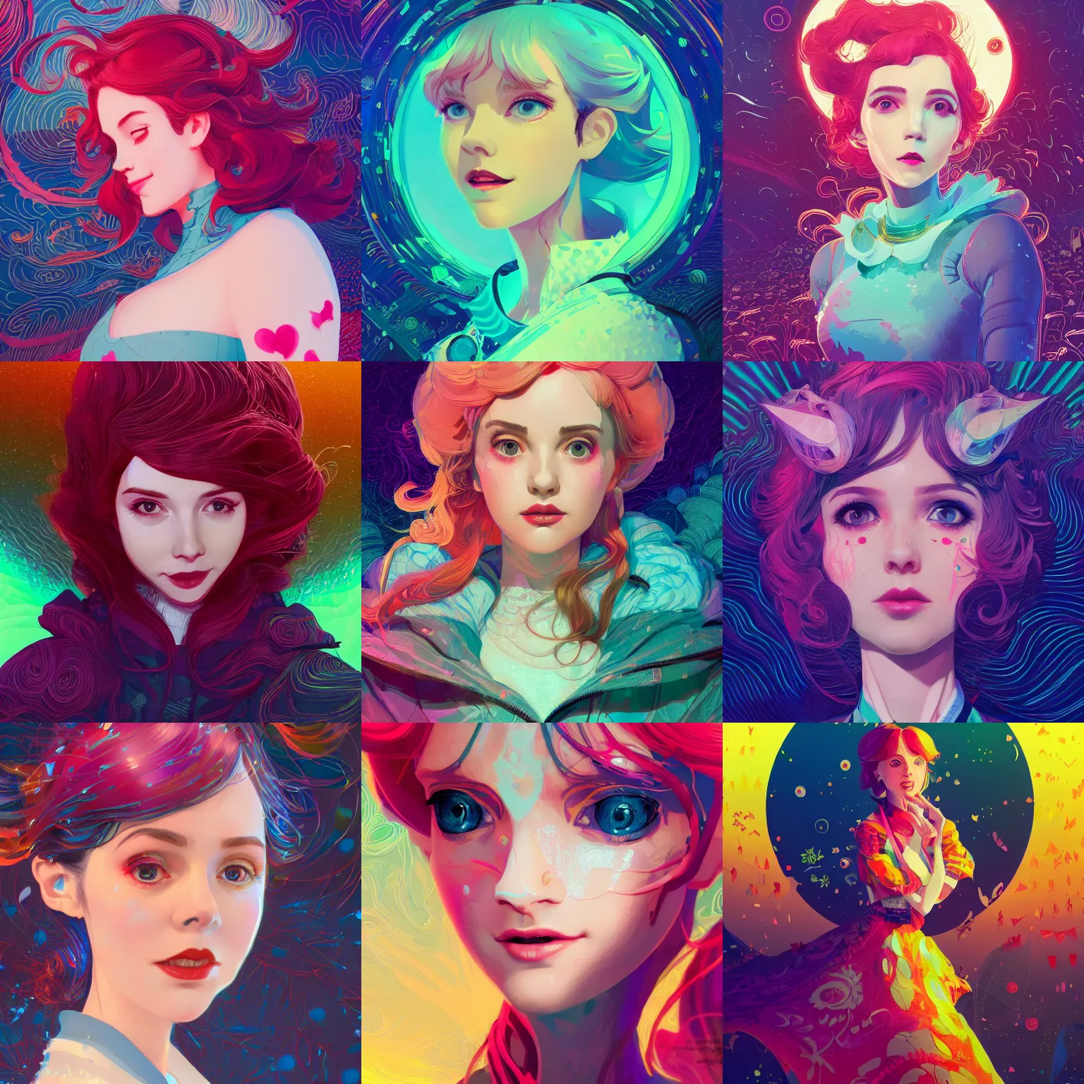 Prompt: adorably cute portrait of amouranth, artstation winner by victo ngai, kilian eng and by jake parker, swirly vibrant color lines, winning - award masterpiece, fantastically gaudy, aesthetic octane render, 8 k hd resolution