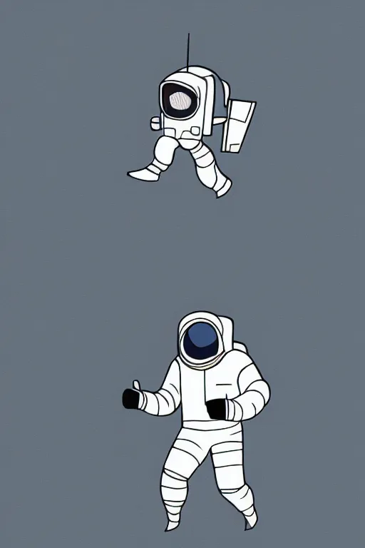 Prompt: simplistic, basic digital drawing in photoshop of a retro astronaut fighting a vintage cyber man