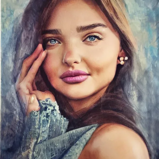 Prompt: Miranda Kerr, portrait, by Małgorzata Kmiec