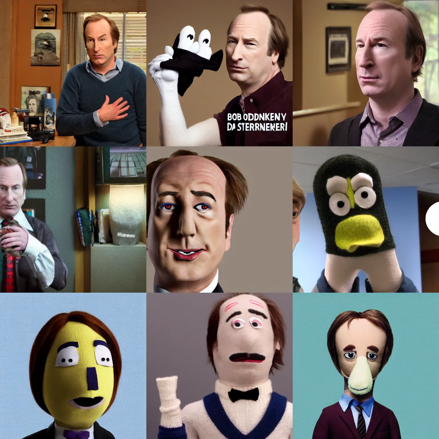 Prompt: bob odenkirk as a sock puppet