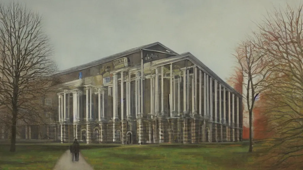 Image similar to oil painting of the architecture of University college dublin by Gerhard Richter