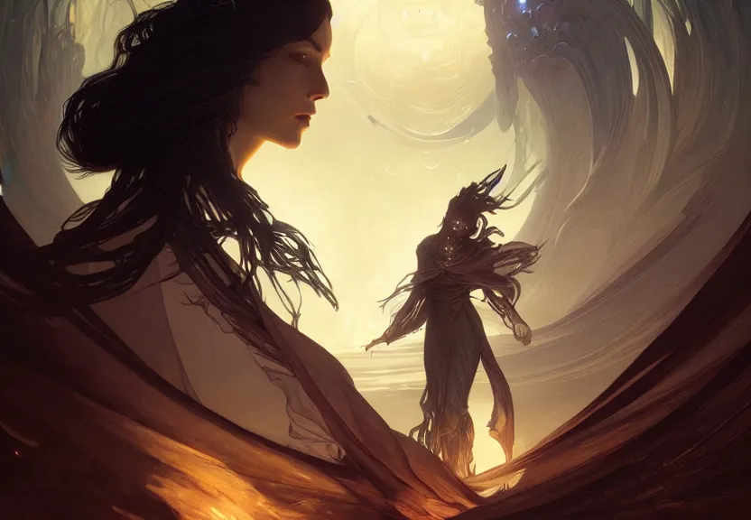 Image similar to portrait of a destiny of the endless from the sandman, fantasy magic, dark light night, intricate, elegant, sharp focus, illustration, highly detailed, digital painting, concept art, matte, art by wlop and artgerm and greg rutkowski and alphonse mucha, masterpiece